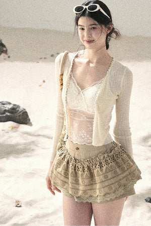 French Sun Protection Knit Cardigan Set-Up