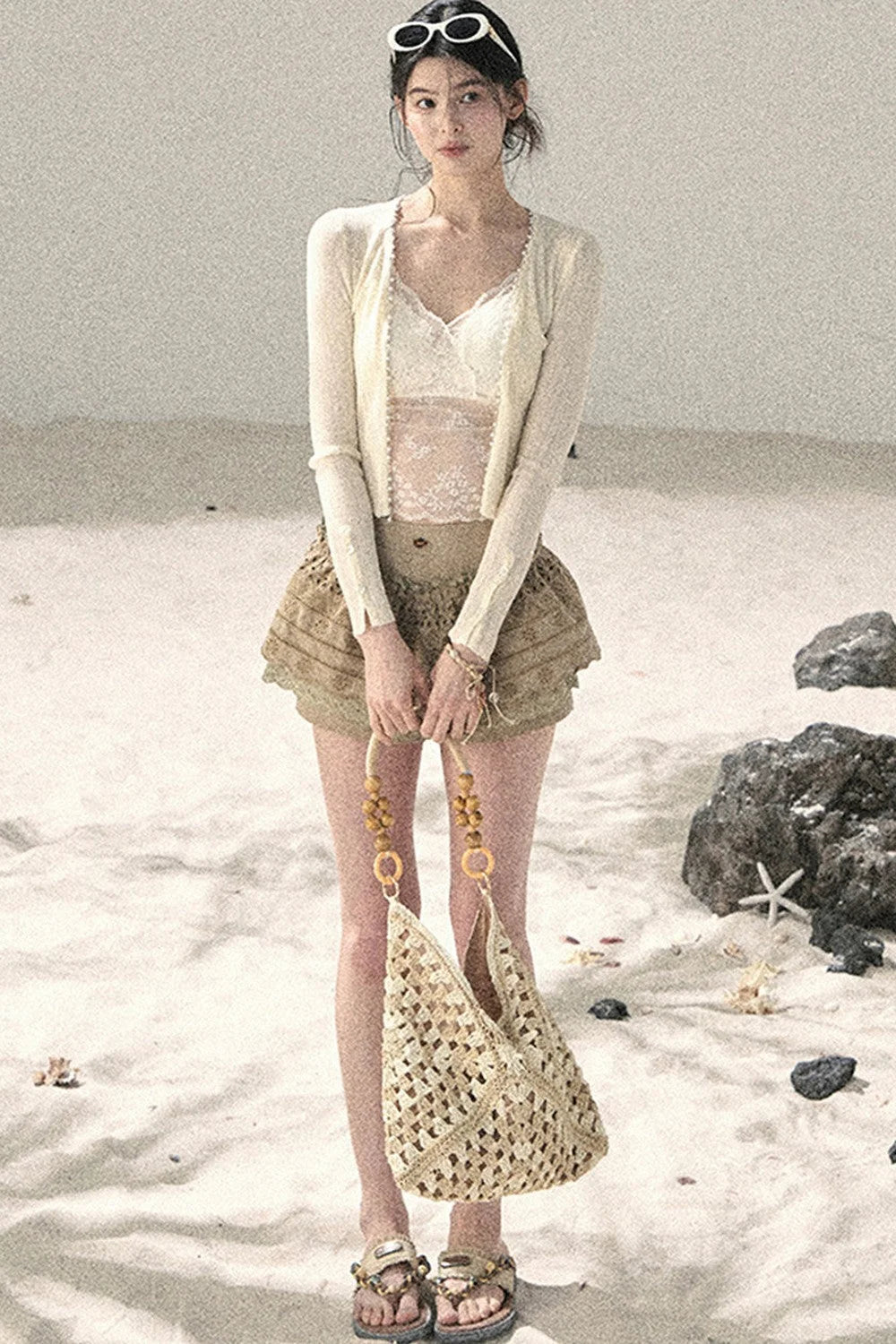 French Sun Protection Knit Cardigan Set-Up