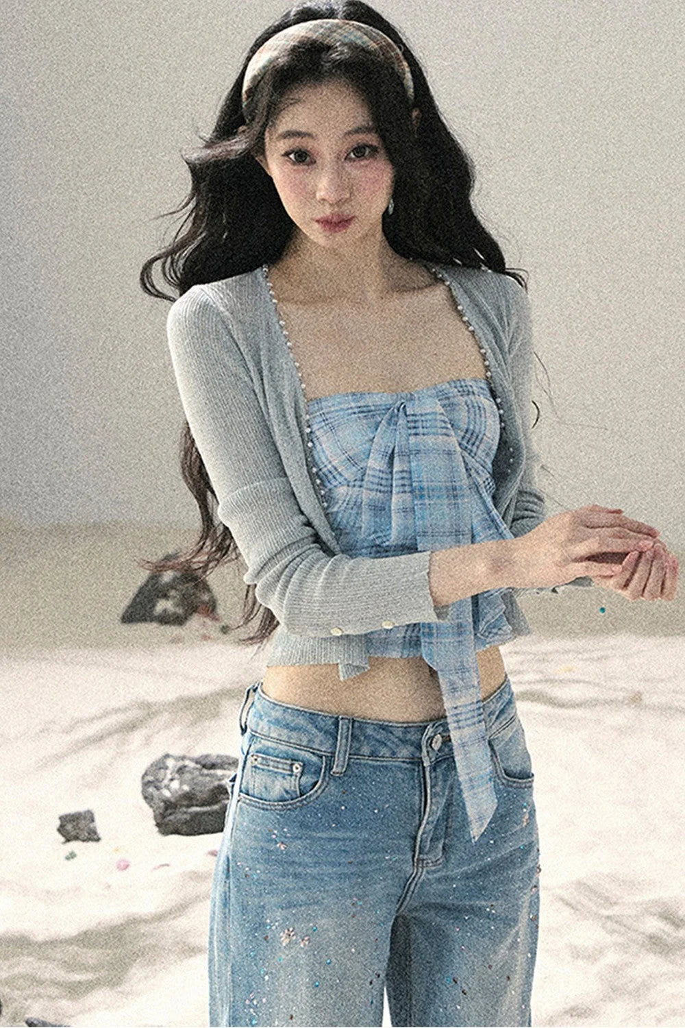 French Sun Protection Knit Cardigan Set-Up