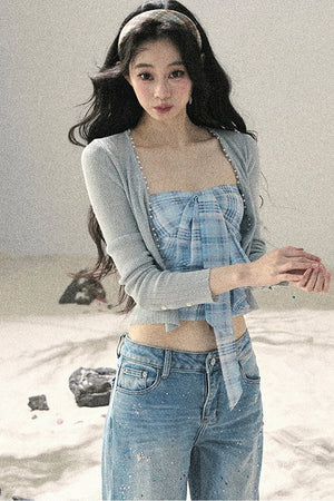 French Sun Protection Knit Cardigan Set-Up