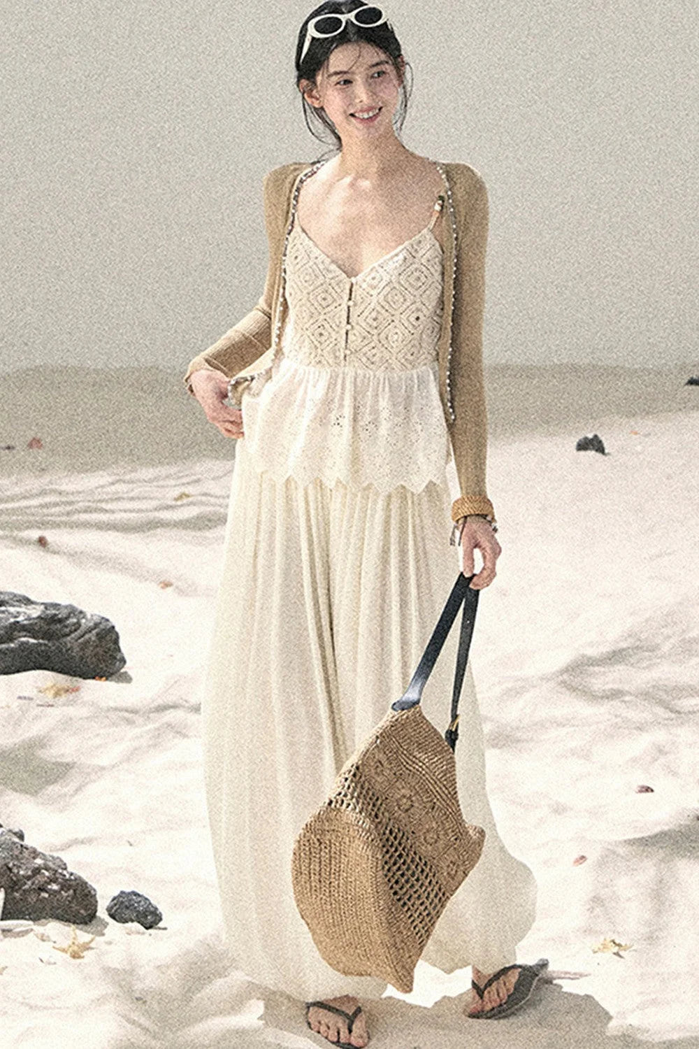 French Sun Protection Knit Cardigan Set-Up