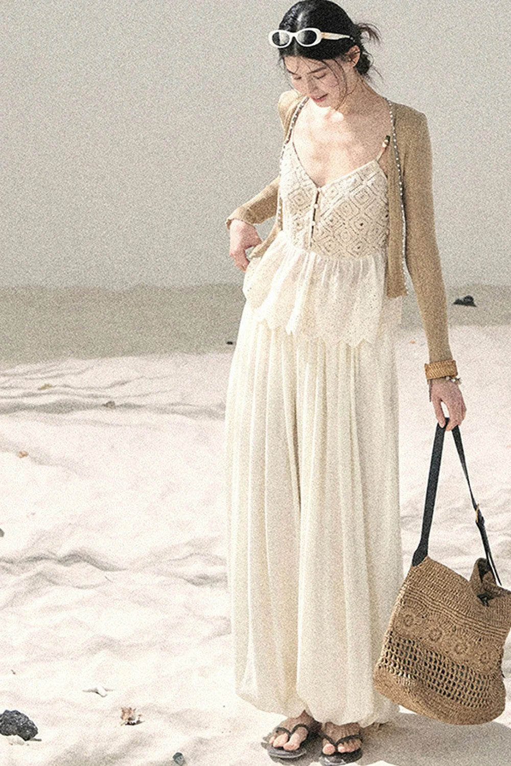 French Sun Protection Knit Cardigan Set-Up