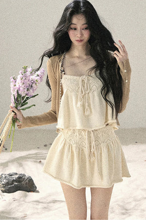 French Sun Protection Knit Cardigan Set-Up