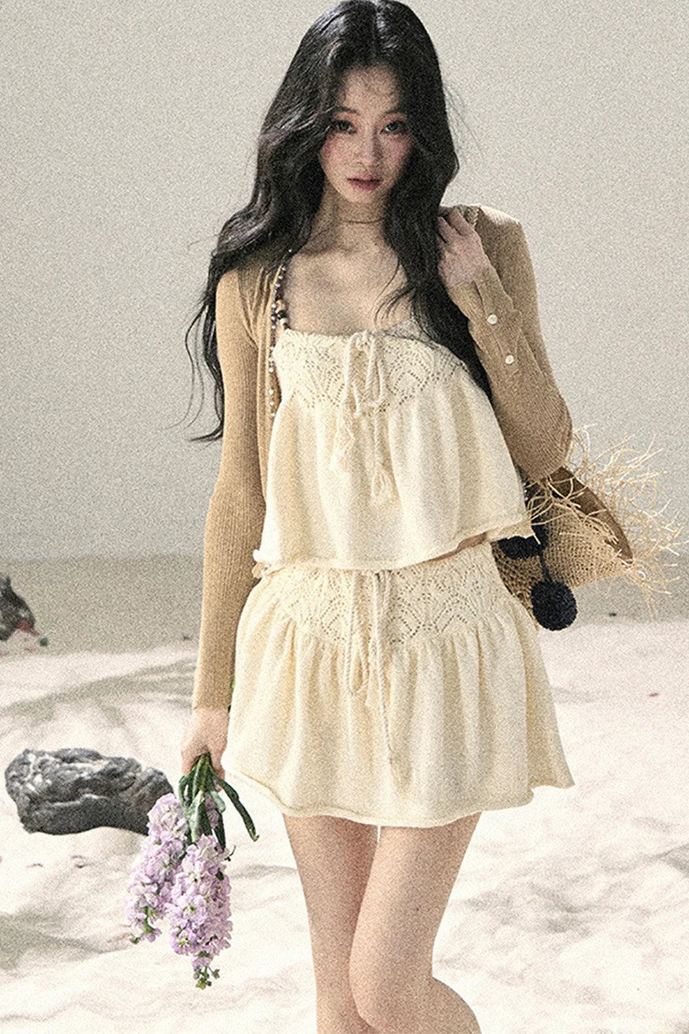 French Sun Protection Knit Cardigan Set-Up