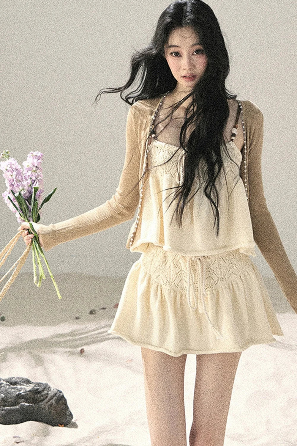French Sun Protection Knit Cardigan Set-Up
