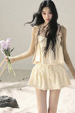 French Sun Protection Knit Cardigan Set-Up
