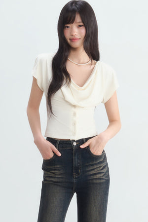 French Swing Collar Single-Breasted Blouse