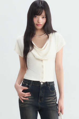 French Swing Collar Single-Breasted Blouse