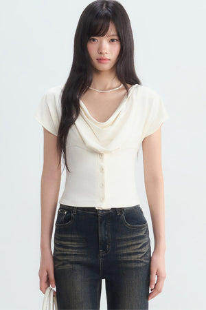 French Swing Collar Single-Breasted Blouse