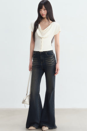 French Swing Collar Single-Breasted Blouse