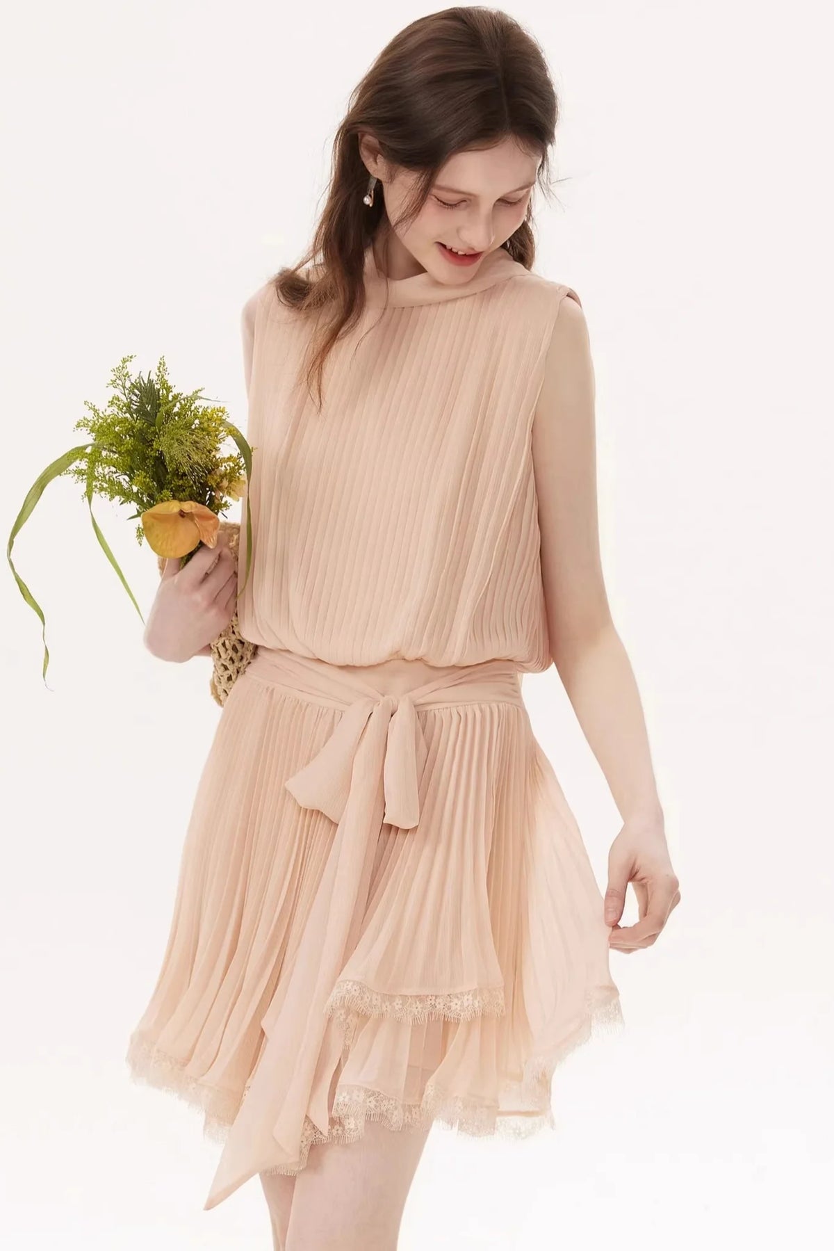 French Textured Bow Dress