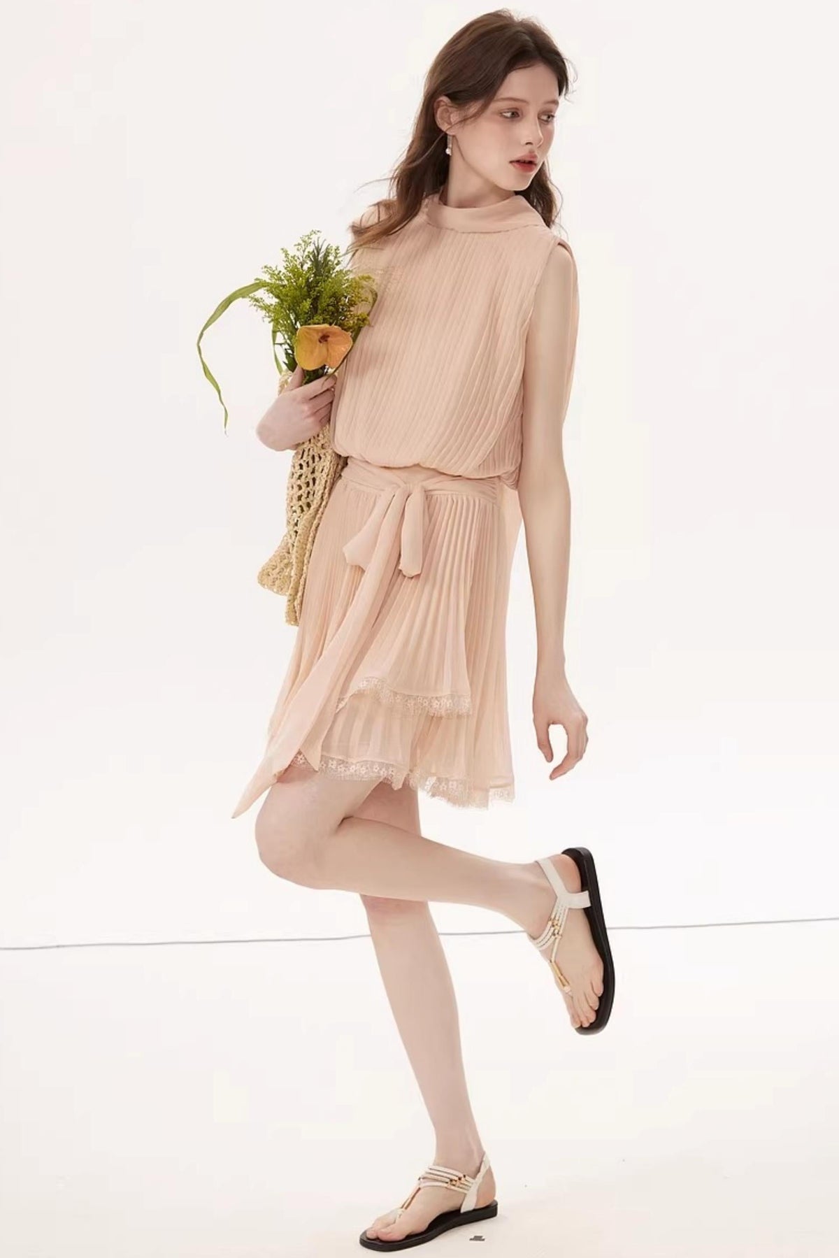 French Textured Bow Dress