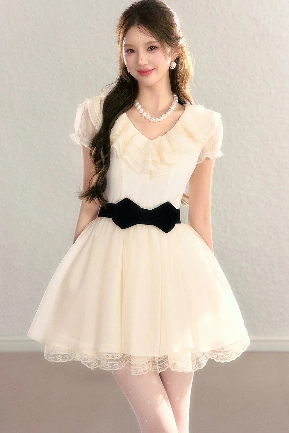French V-Neck Color-Block Dress