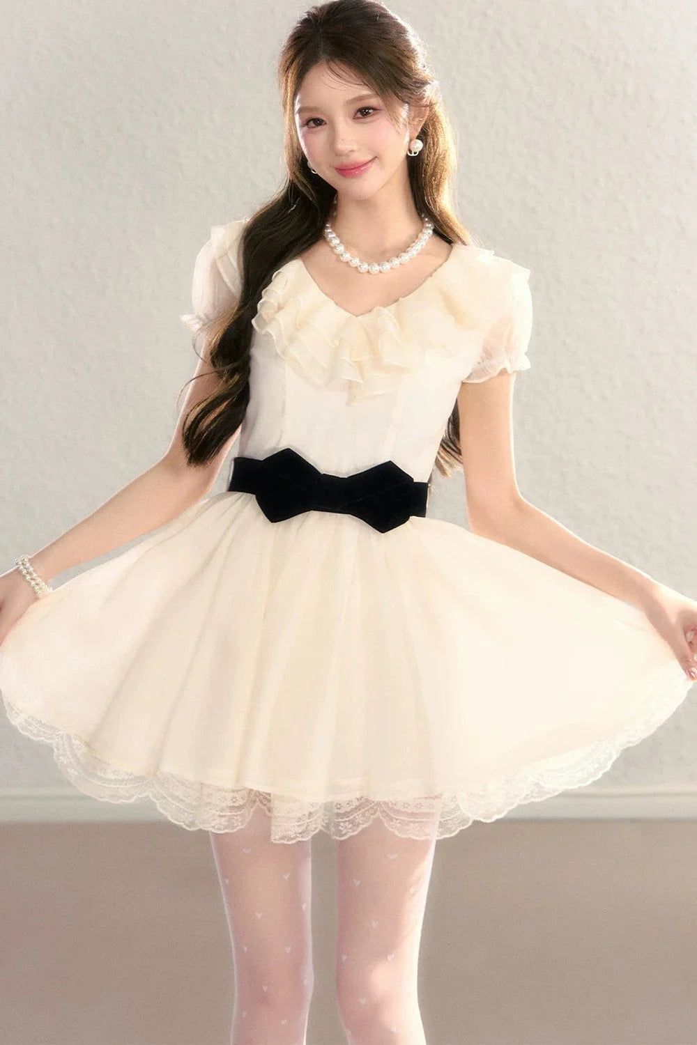 French V-Neck Color-Block Dress
