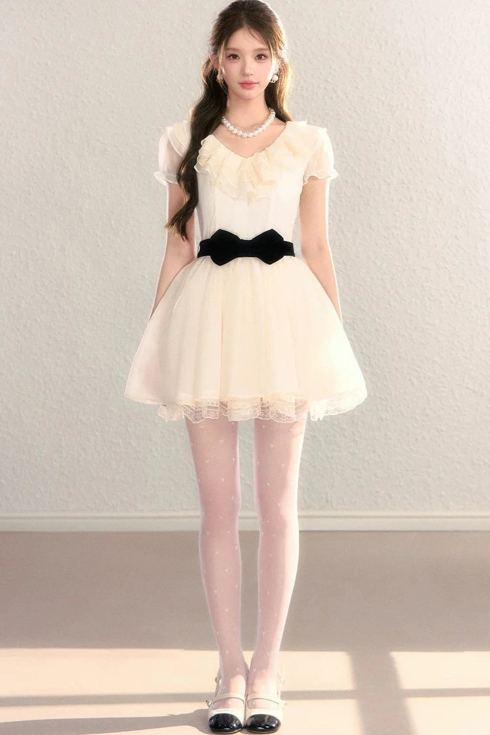 French V-Neck Color-Block Dress