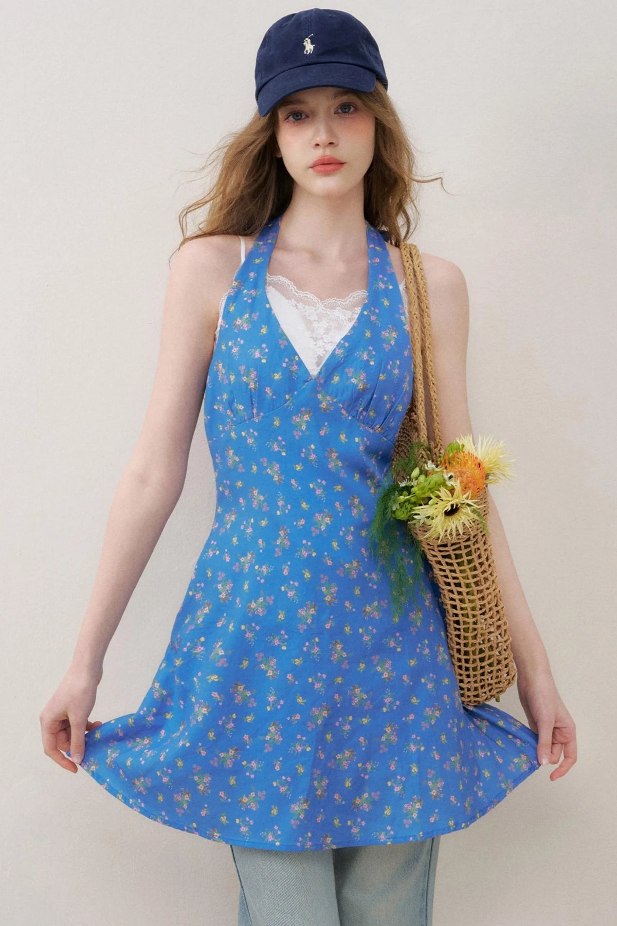French V-Neck Dress With Inner Cami Set-Up
