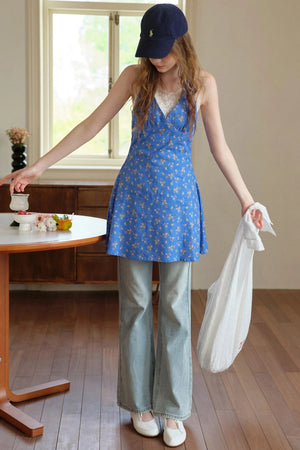 French V-Neck Dress With Inner Cami Set-Up