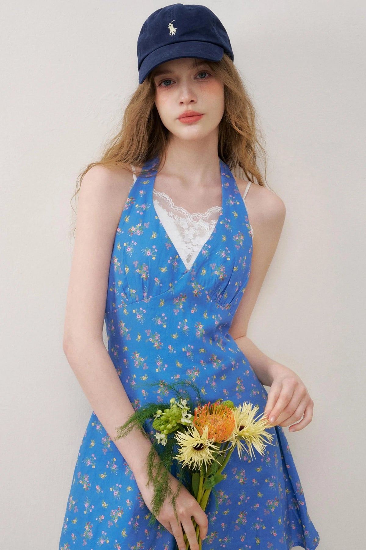 French V-Neck Dress With Inner Cami Set-Up