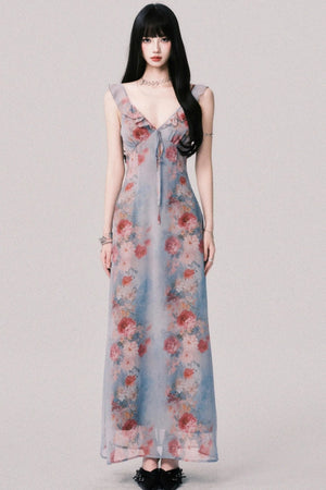 French V-Neck Halter Dress