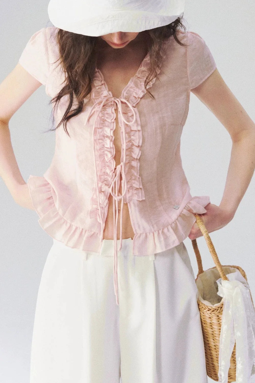 French V-Neck Lace Shirt