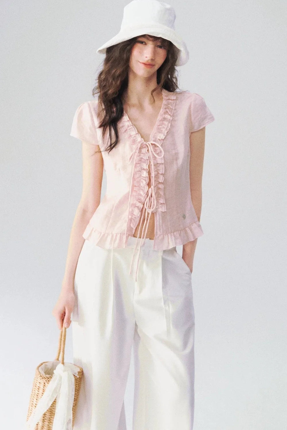 French V-Neck Lace Shirt