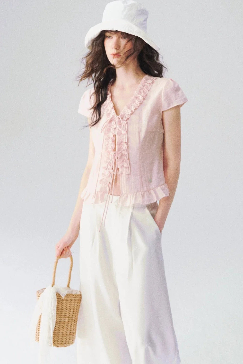 French V-Neck Lace Shirt