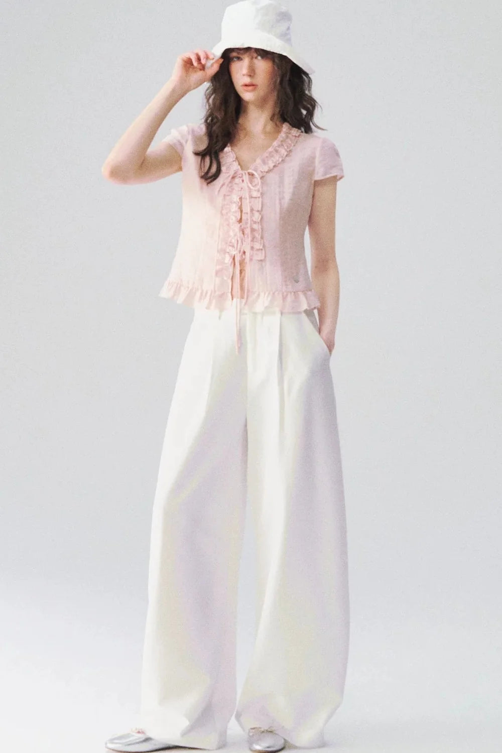 French V-Neck Lace Shirt