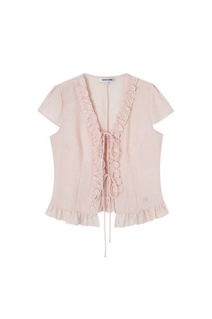 French V-Neck Lace Shirt