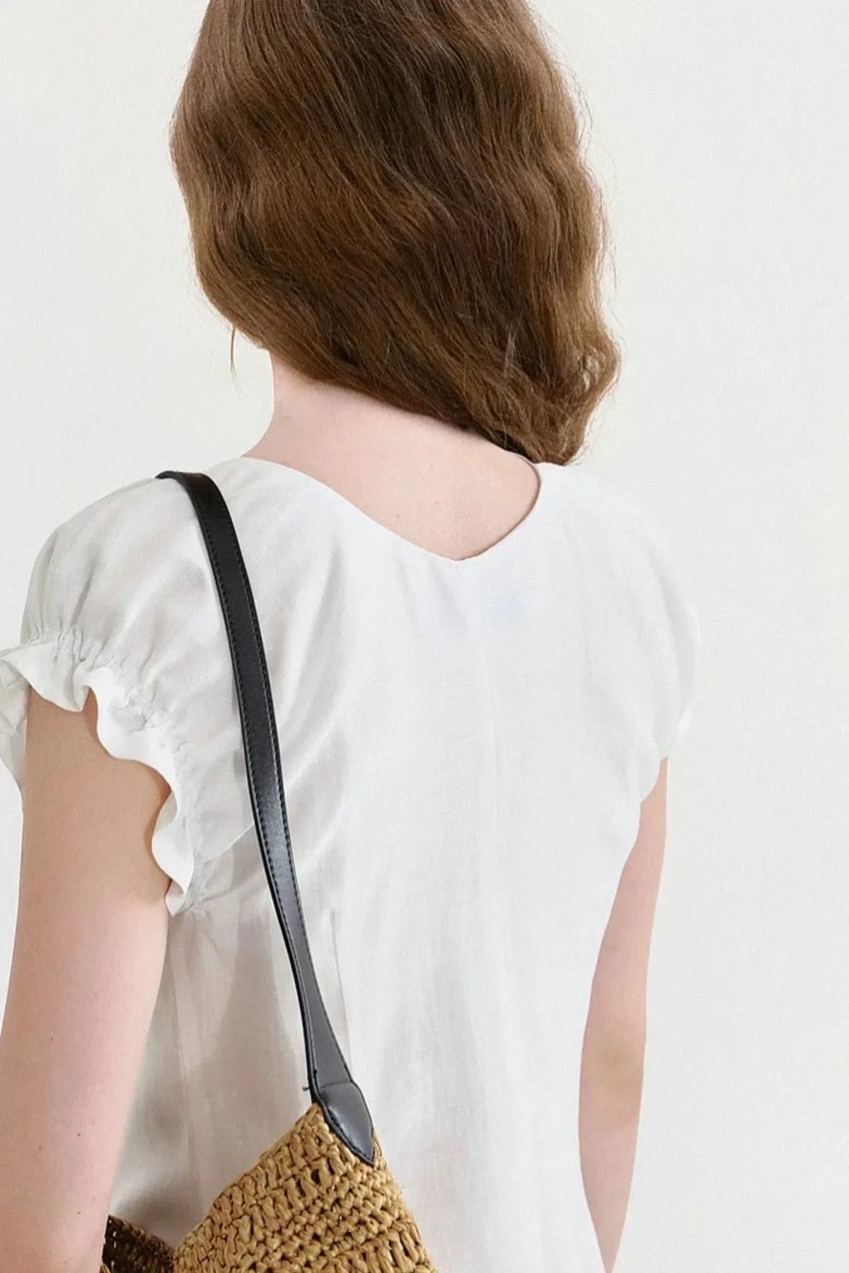 French V-Neck Puff Dress