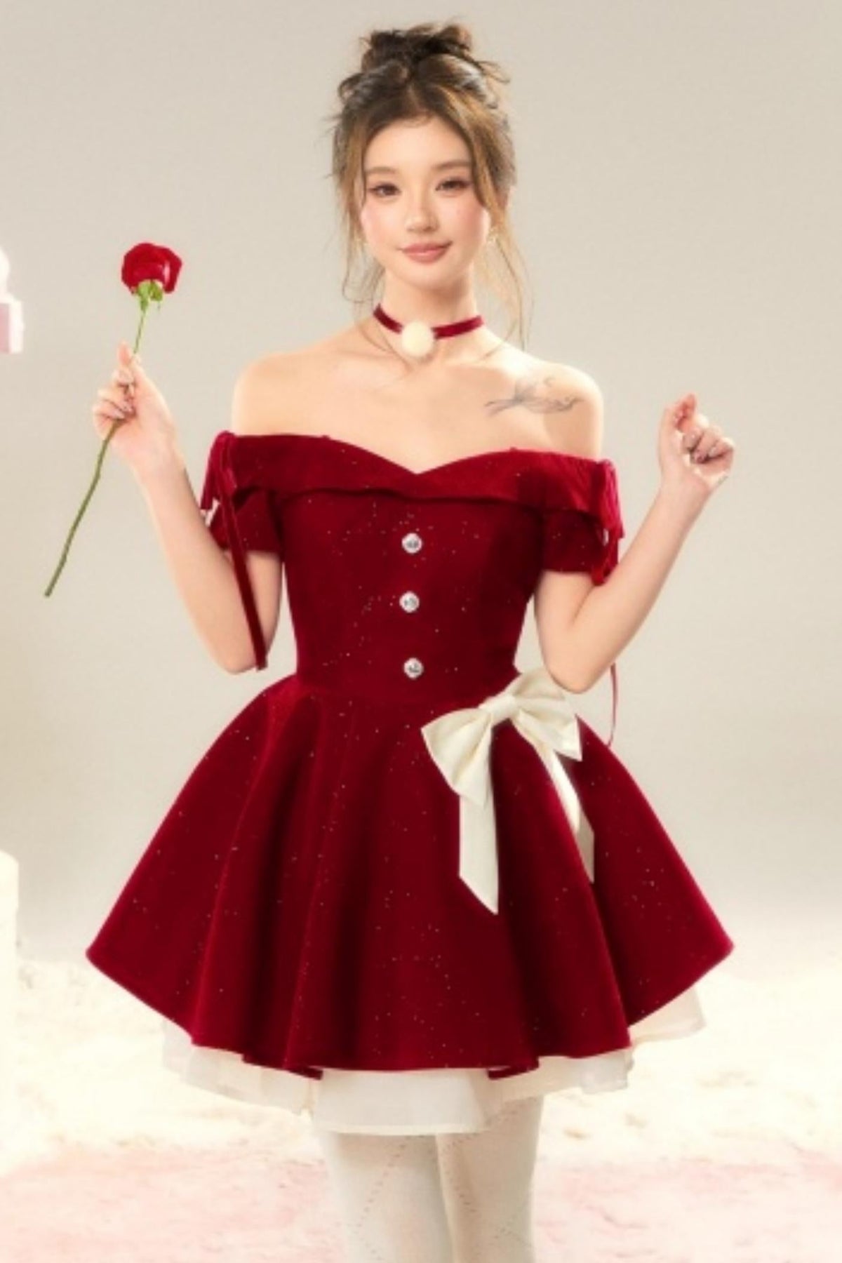French Velvet Mini Dress Set-Up