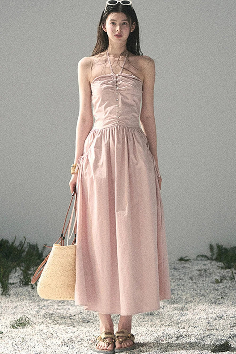 French Vibe Halter Dress