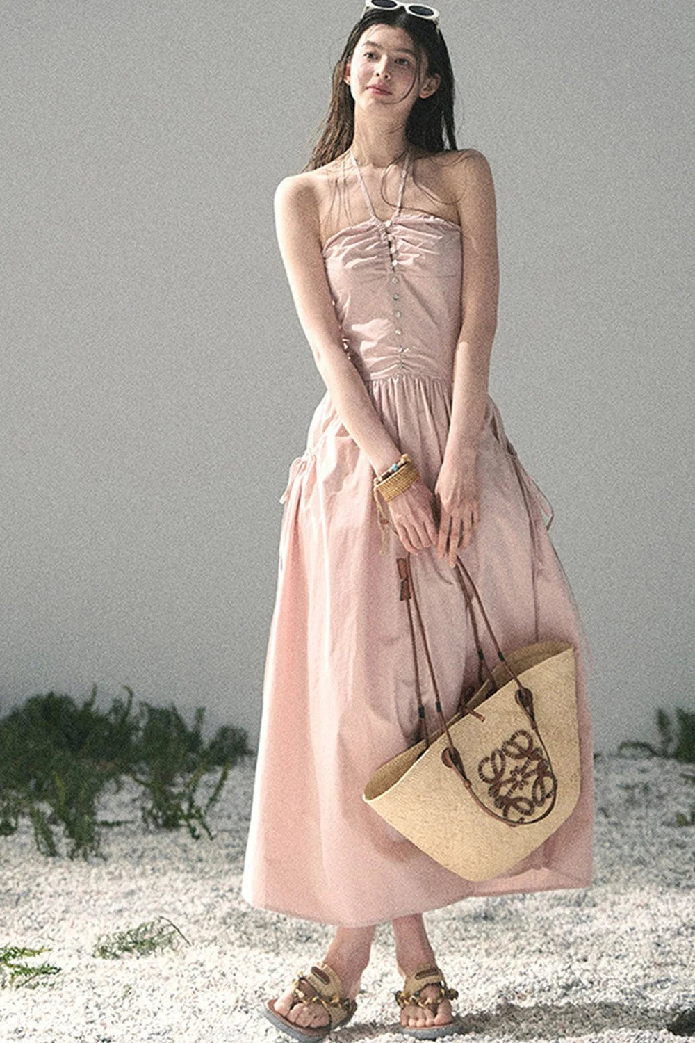 French Vibe Halter Dress