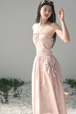 French Vibe Halter Dress