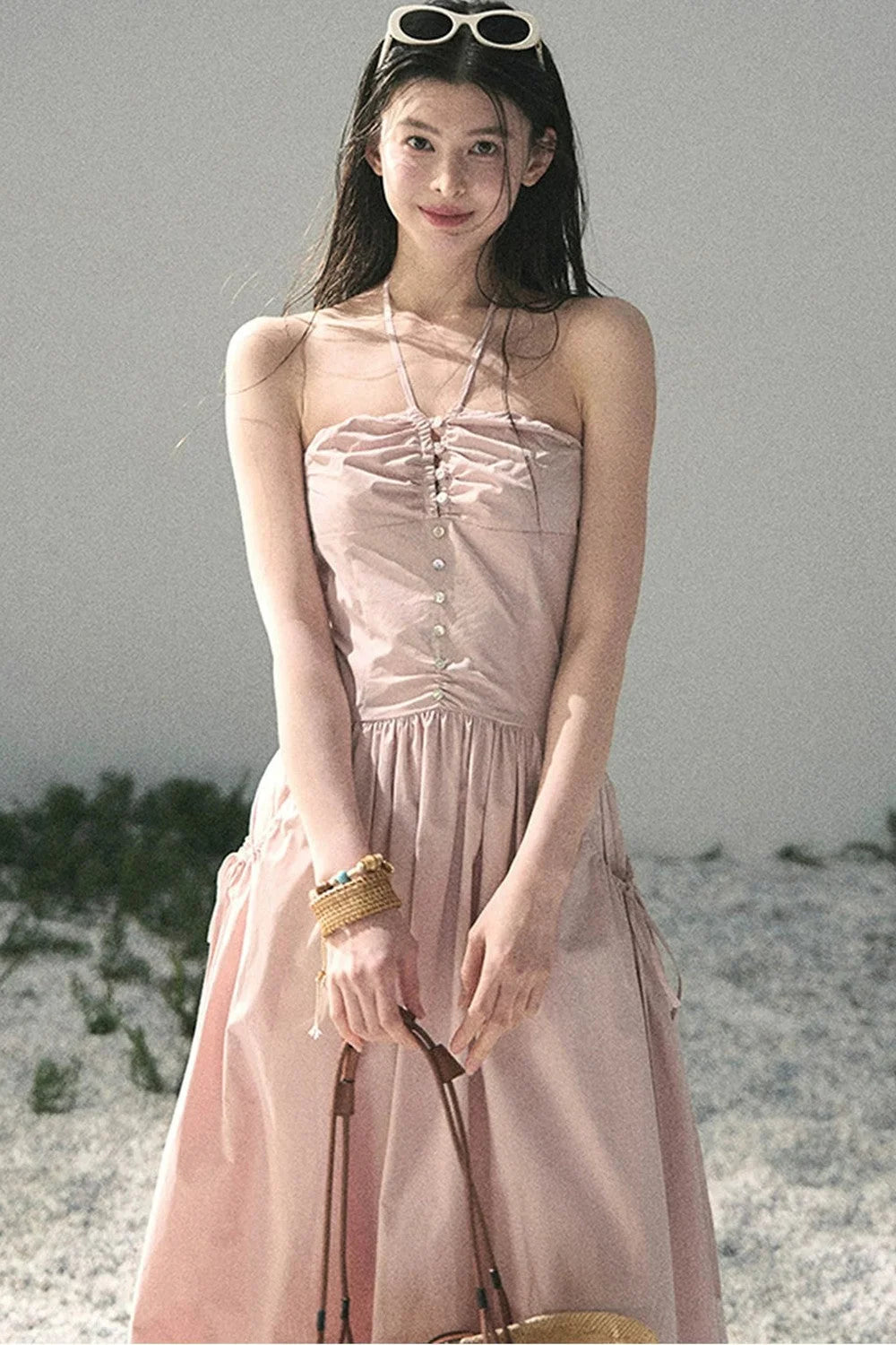 French Vibe Halter Dress
