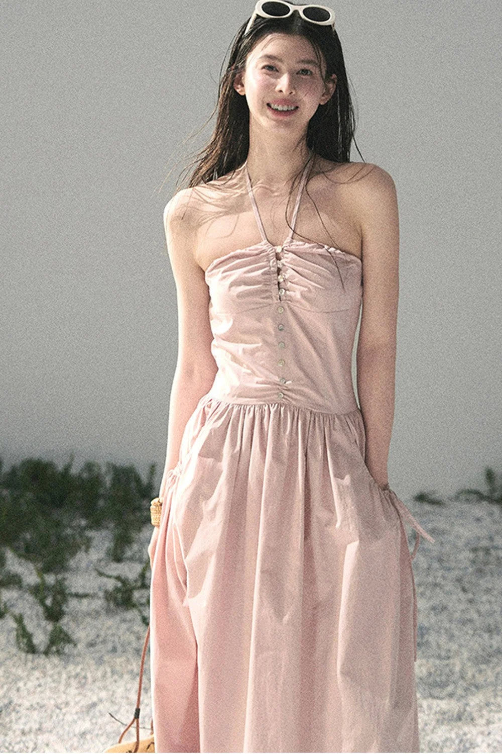 French Vibe Halter Dress