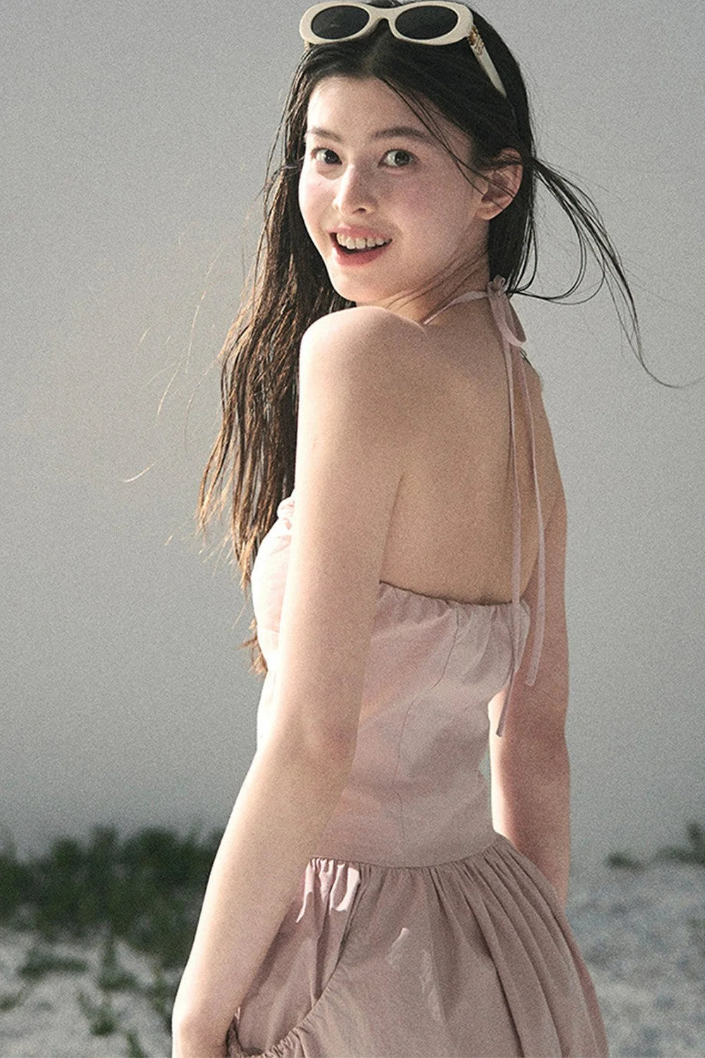 French Vibe Halter Dress