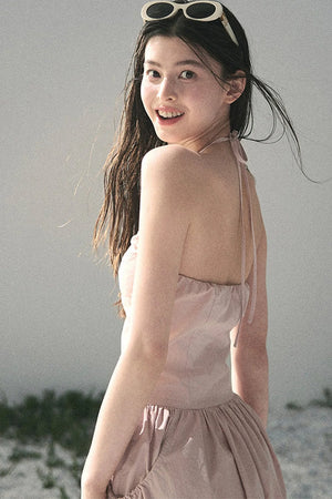 French Vibe Halter Dress
