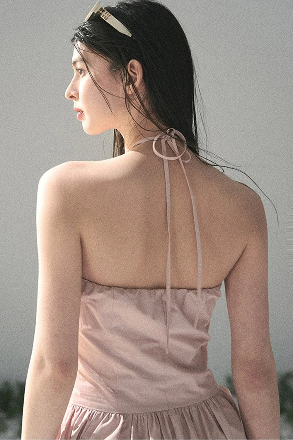 French Vibe Halter Dress