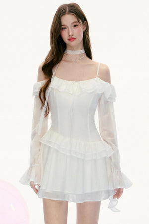 French Vintage Lace Long-Sleeved Dress