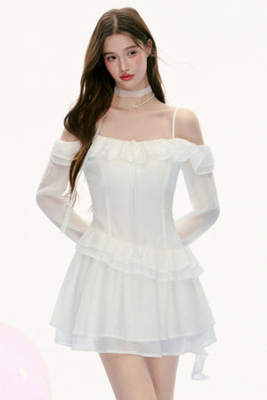 French Vintage Lace Long-Sleeved Dress