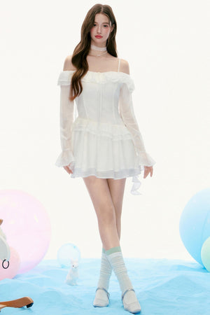 French Vintage Lace Long-Sleeved Dress
