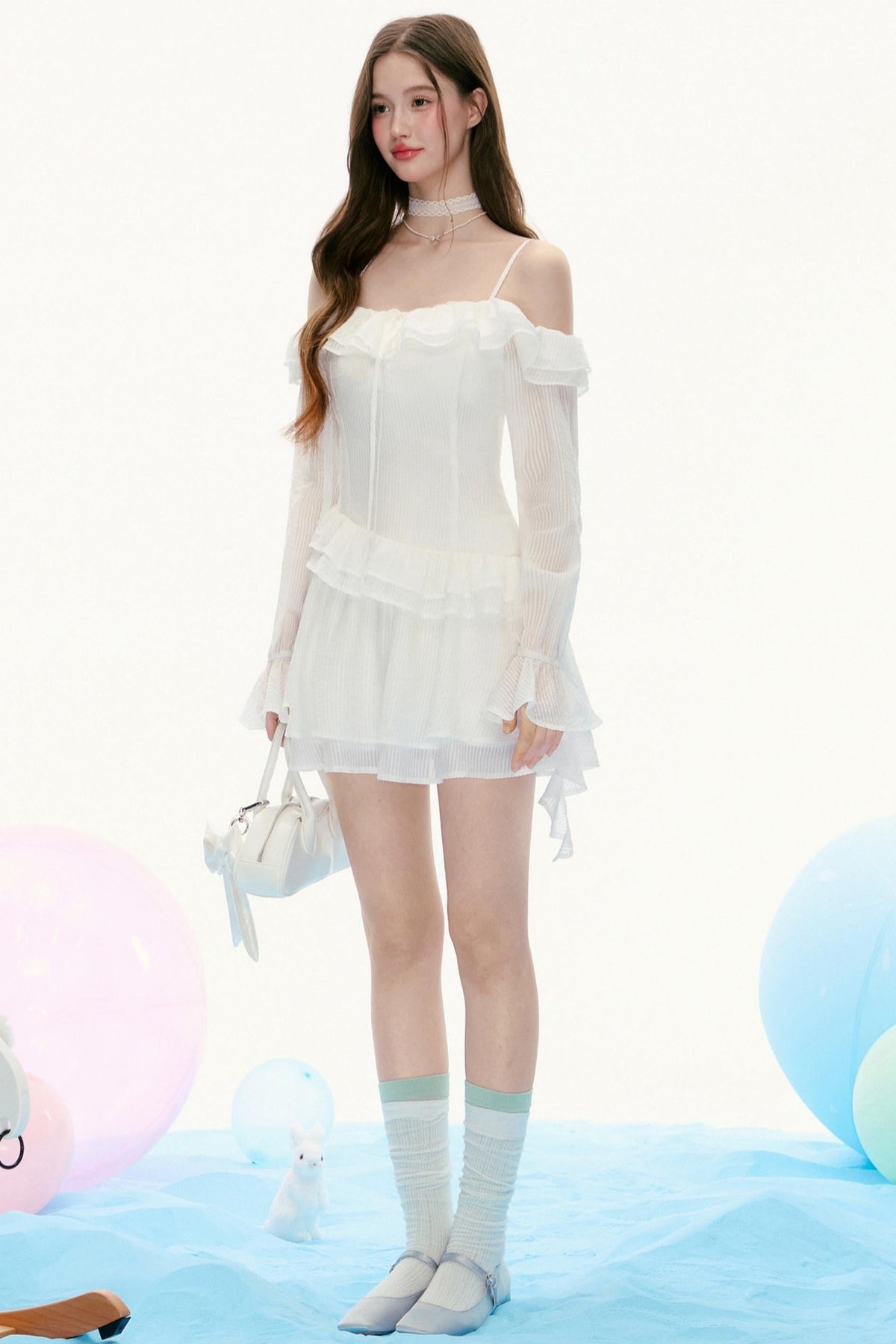 French Vintage Lace Long-Sleeved Dress