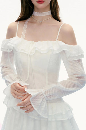 French Vintage Lace Long-Sleeved Dress