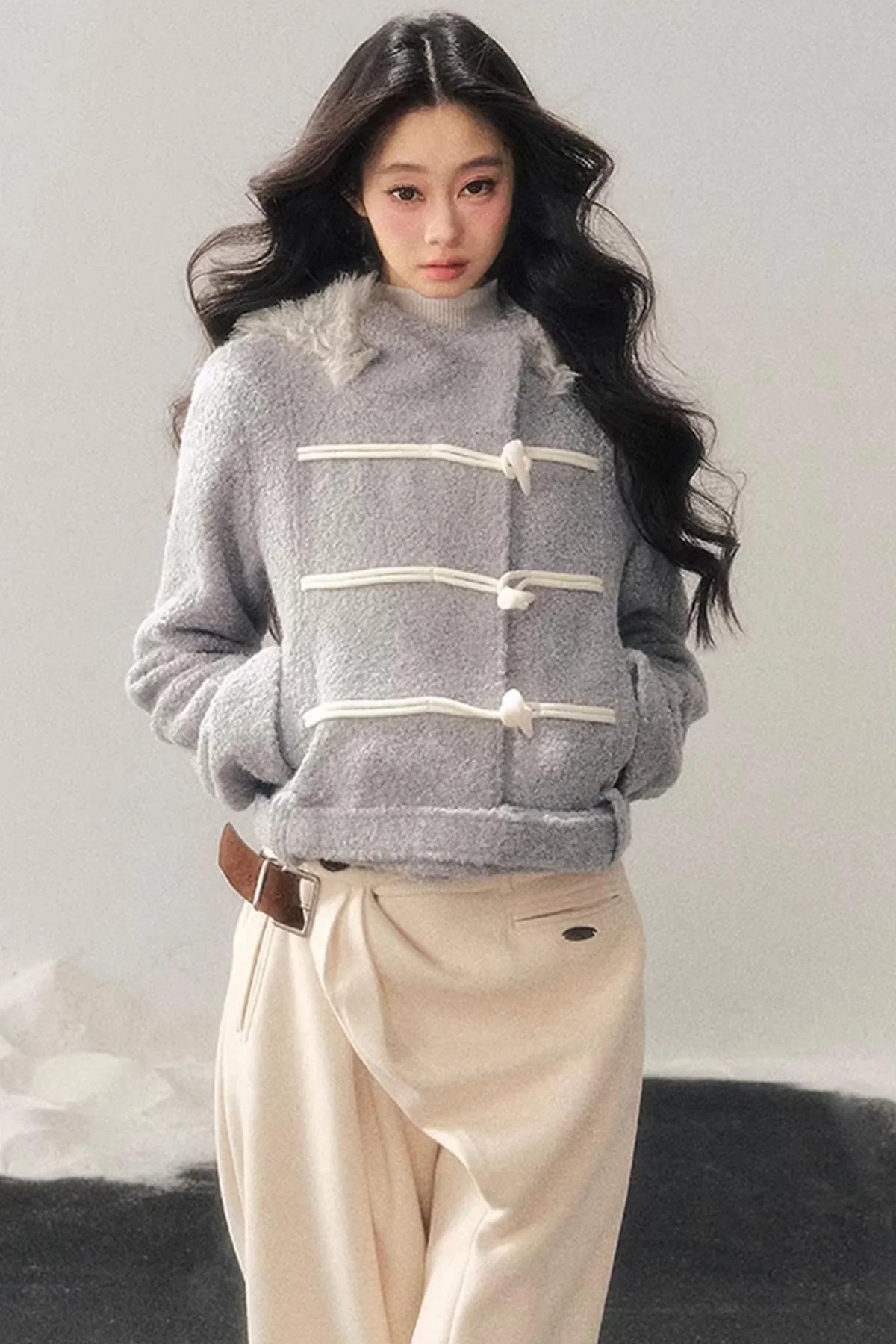 French Woolen Hooded Coat