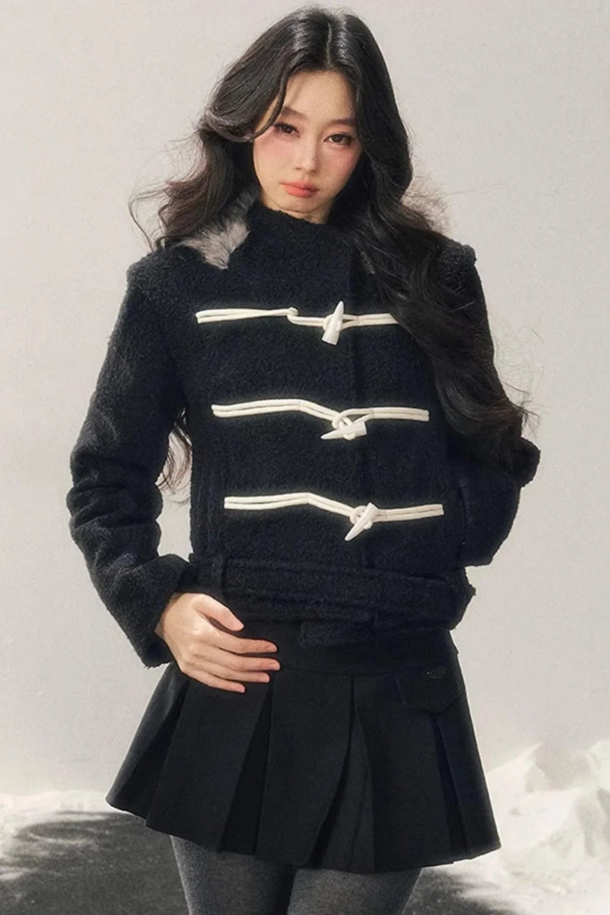 French Woolen Hooded Coat