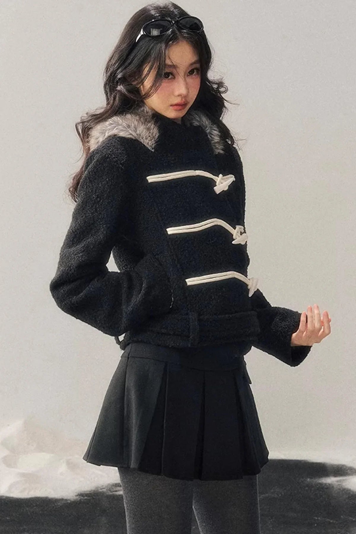 French Woolen Hooded Coat
