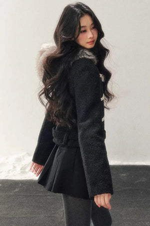 French Woolen Hooded Coat