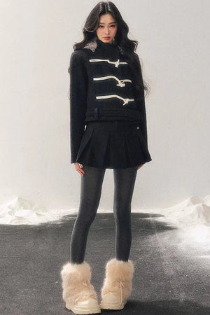 French Woolen Hooded Coat