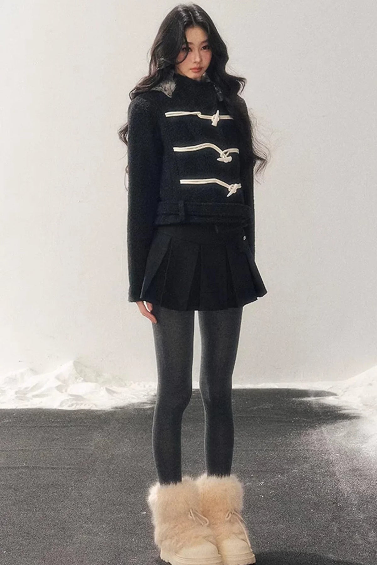 French Woolen Hooded Coat
