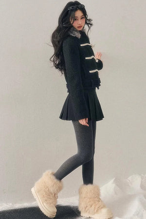 French Woolen Hooded Coat